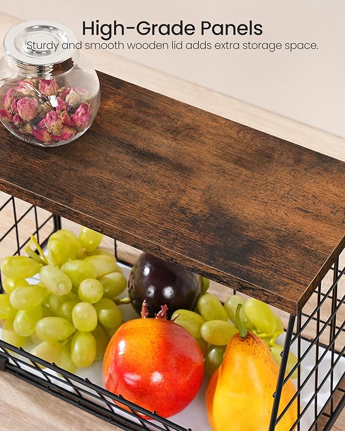 2-Tier Fruit Basket for Kitchen, Stackable Hanging Basket Wire Baskets - Image 8