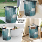 Blue Gray Modern Laundry Basket, Art Foldable - Image 4