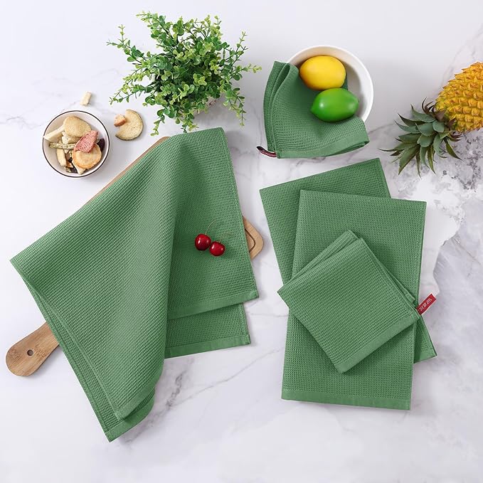 Homaxy 100% Cotton Waffle Weave Dish Cloths - Image 2