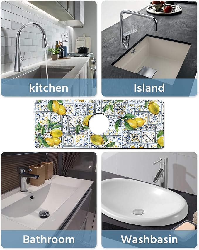 Patterned Sink Faucet Mat Kitchen Splash Guard Super Absorbent Drying Mat - Image 6