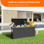 90 Gallon Resin Deck Box, Lockable Patio Outdoor Storage Box for Furniture, Garden Tools and Tools Storage, Waterproof Outside Storage Box - Black - Image 7