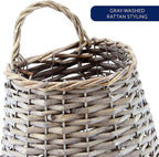 AuldHome Design Wall Hanging Pocket Basket; Woven Wicker Rustic Farmhouse Gray - Image 5