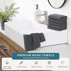 Casa Platino Wash Cloths Pack of 6-100% Cotton Washcloths - Image 2