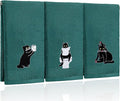 3 Pcs Cat Hand Towels for Bathroom Decor Funny Embroidered Black Cat Halloween by FuWeave