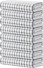 Kitinjoy Cotton 8 Pack Terry Kitchen Towels, 16 x 25 Inches Super Soft and by Kitinjoy