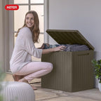 Keter City 30 Gallon Resin Outdoor Storage Box & Patio Side Table for Balcony, Pool, Deck & Garden Accessories, Weather‑Resistant, Mossy Brown - Image 10