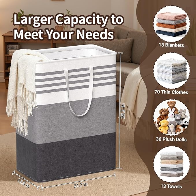 WOWBOX 2 Pack Laundry Hampers Baskets, Freestanding Dirty Clothes Hampers - Image 2