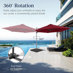 Best Choice Products 10ft Offset Cantilever Hanging Market Patio Umbrella, Smooth 360° Rotation, 8 Sturdy Ribs, Easy Adjustment - Burgundy - Image 3