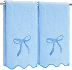 2 Pcs Blue Scalloped Hand Towels by Fanfanwin