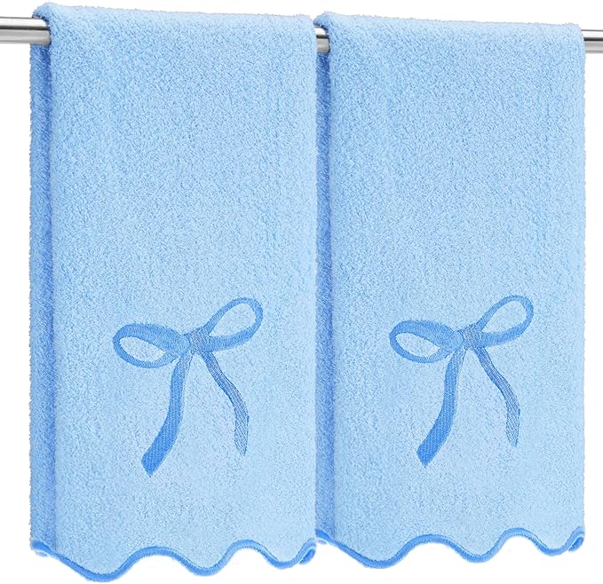 2 Pcs Blue Scalloped Hand Towels by Fanfanwin