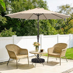 MEWAY 9ft Patio Umbrella Outdoor Table Umbrellas with Push Button Tilt and Crank, Market Umbrella 8 Sturdy Ribs for Deck, Garden, Pool and Backyard, Cream Beige - Image 2