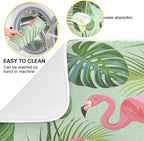Tropical Palm with Lily and Flamingo Dish Drying Mat - Image 2