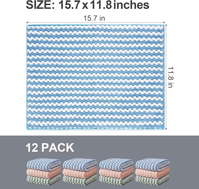 JOYMOOP 12 Pack Microfiber Cleaning Cloth, Larger Kitchen Towels, Dish Rags - Image 8