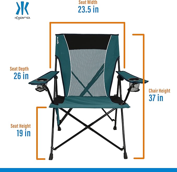 Kijaro Dual Lock Portable Camping Chairs - Enjoy the Outdoors with a Versatile Folding Chair, Sports, Outdoor & Lawn - Dual Lock Feature – Cayman Blue Iguana - Image 3