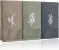 3 Pcs Boho Botanical Hand Towels Bathroom Decor Retro Embroidered Minimalist by FuWeave