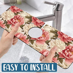 Beautiful Peony Sink Splash Guard Bright Peonies Faucet Absorbing Mat Fast - Image 5