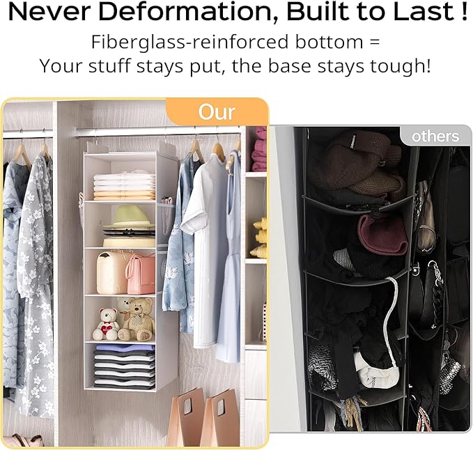 Extra Deep Hanging Closet Organizers and Storage, 5-Tier Closet Hanging - Image 5