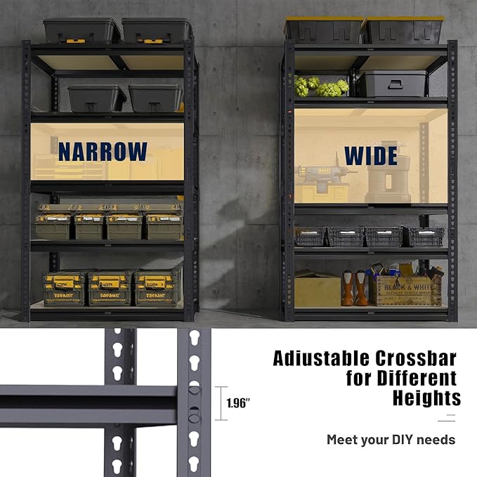 Garage Storage Shelves 72'',2400 LBS Garage Shelving Units, Storage Shelves Heavy Duty, Basement Shelving, Metal Shelving Units Free Standing - Image 7