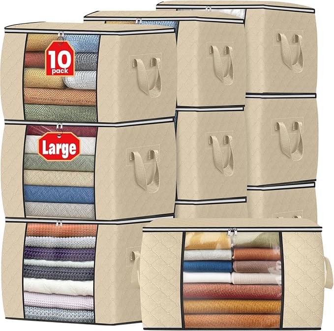 Fab totes 24 Gallons Clothes Storage, Foldable Thick Fabric Blanket Storage Bags by Fabtotes