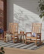 Ciokea Oversized Outdoor Rocking Chairs Set of 3, 380lbs Heavy-Duty Large Patio Rocker, High Back Cozy Porch Chairs, Weather Resistant Patio Rocking Chairs for Outside, Fire Pit, Deck, Teak - Image 5