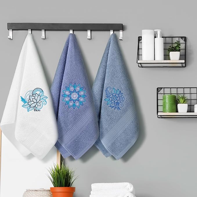 3 Pcs Mandala Hand Towels Mandala Flower Boho Bathroom Decor 14x29 Inch - Image 4