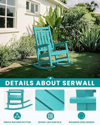 SERWALL HDPE Outdoor Rocking Chair Set of 6, Patio Rocking Chairs for Adults, All Weather Outdoor Rockers for Lawn, Aruba - Image 4