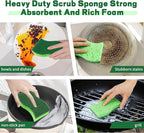 12 Count Heavy Duty Scrub Sponges, Long Lasting Cleaning Sponges - Image 6