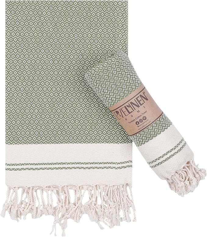 Evelynen Turkish Hand Towels for Bathroom & Kitchen Towels Decorative Set of 2 by EvelynenHome