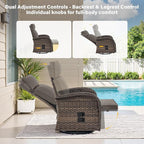 5 Piece Patio Furniture Set with Swivel Recliner Chair - Removable Outdoor Patio Couch Set, Chaise Lounge Chair Outdoor with Adjustable Backrest and Footrest and Coffee Table for Casual Gathering - Image 4