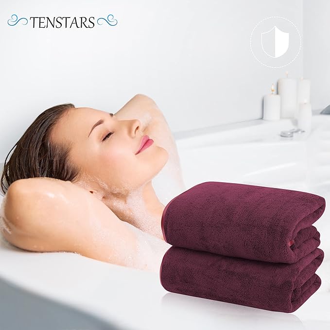 TENSTARS Silk Hemming Bath Towels - Image 5