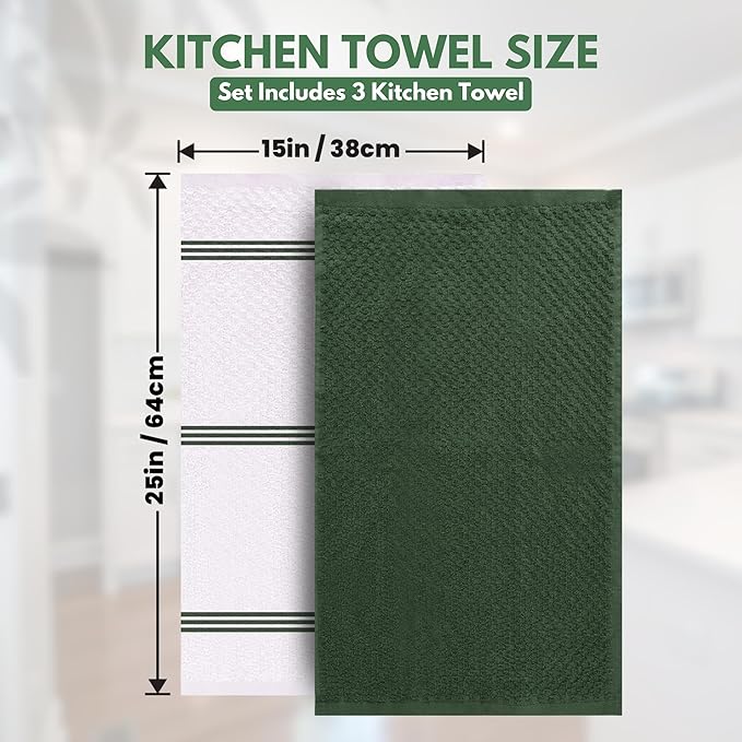 Infinitee Xclusives Premium Kitchen Towels – Pack of 3, 100% Cotton 15 x 25 - Image 4