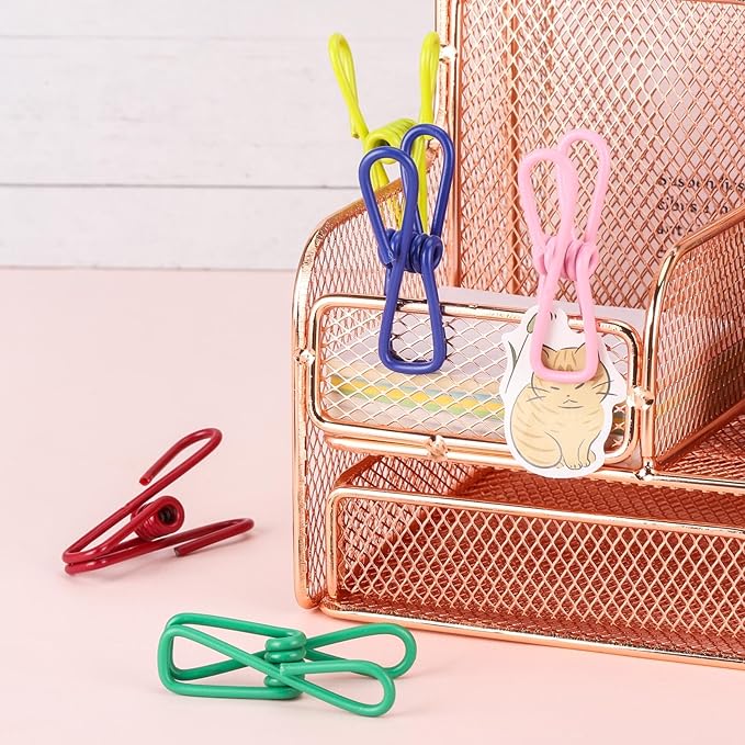 50pcs 2.2 Inches Colored Clothes Pins Waterproof Metal Chip Clips Steel Clip - Image 7