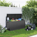 86 Gallon Outdoor Deck Box, Lockable Waterproof Outdoor Storage Boxes For Garden Tools,Indoor Cushions,Accessories Outside Storage Resin Weatherproof Container(Black) - Image 4