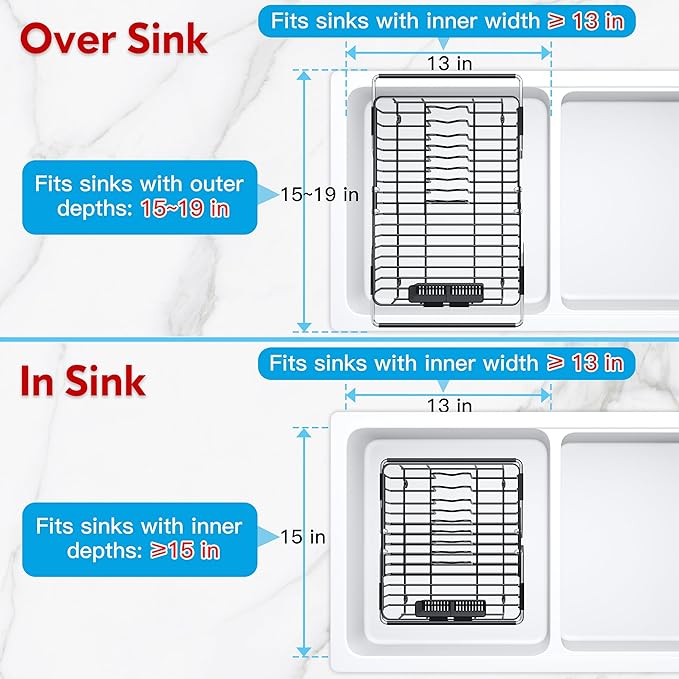 JASIWAY in Sink Dish Drying Rack, Expandable Stainless Steel Dish Drainers - Image 3