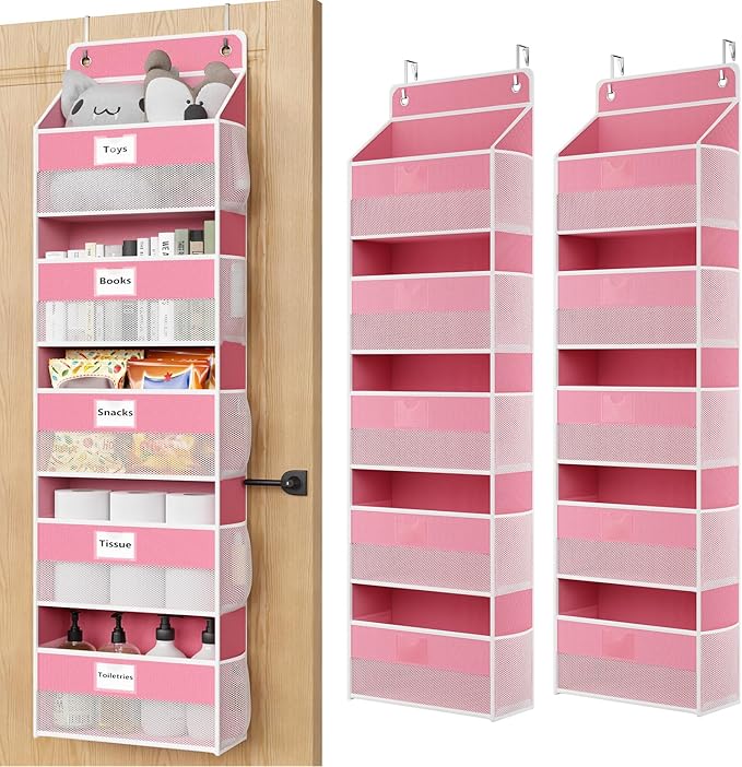 Over The Door Organizer Hanging, 2 Pack 5 Shelf Behind The Doors Storage by Optish
