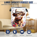 Cute Highland Cow Laundry Basket Foldable Oxford Cloth Cows Animal Laundry - Image 3