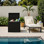 Flamaker Resin Deck Box 40 Gallon Waterproof Outdoor Indoor Storage Box Imitation Wood Resin for Patio Furniture Garden Tools and Pool (Black) - Image 2