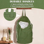 Canvas Laundry Bags with Handles & Square Base 13.8"Lx13.8"Wx27.6"H, Large - Image 4