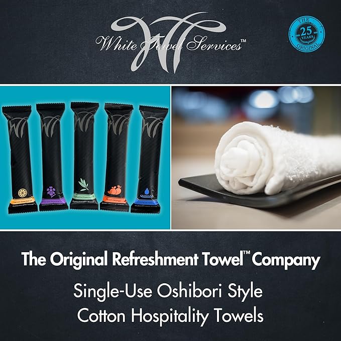 White Towel Services 8" x 8in Moist Cotton Towel Individually Wrapped - Image 2