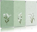 3Pcs Sage Green Hand Towels 29.5 x 13.7 Inch Gradient Green Floral Embroidered by FYSUIMU