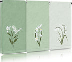 3Pcs Sage Green Hand Towels 29.5 x 13.7 Inch Gradient Green Floral Embroidered by FYSUIMU