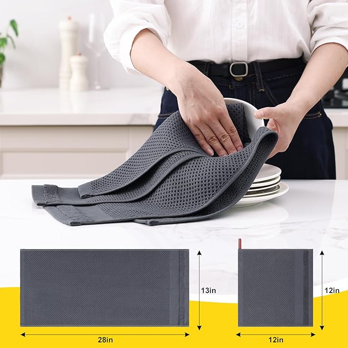 Homaxy Kitchen Towels and Dishcloths Set, 12 x 12 and 13 x 28 Inches, Super - Image 2