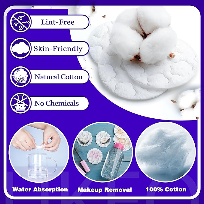 Premium Cotton Pads for Face, 100% Pure & Natural Organic Cotton Rounds - Image 4