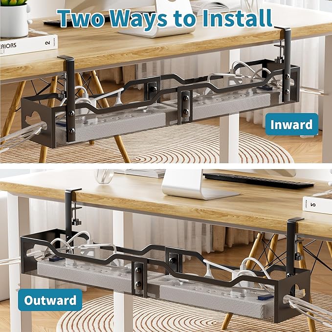 Cable Raceway On Desk Under Desk Cable Management Tray Black by Litwaro - Cable Raceways ...