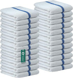 Bar Mop Blue Stripe 16x19 4 lbs Pack of 24, 100% Cotton Double Stitched Route by TOALLA