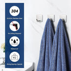 NearMoon Adhesive Hooks- Heavy Duty Bath Wall Hooks Waterproof Stainless Steel - Image 3
