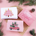 3 Pcs Pink Christmas Hand Towels - Image 2