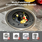 Kitchen Sink Drain Strainer 3 in 1, 304 Stainless Steel Pop Up Sink Stopper - Image 7