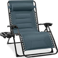 Best Choice Products Oversized Padded Zero Gravity Chair, Folding Outdoor Patio Recliner, XL Anti Gravity Lounger for Backyard w/Headrest, Cup Holder, Side Tray, Polyester Mesh - Slate Blue by BestChoiceProducts