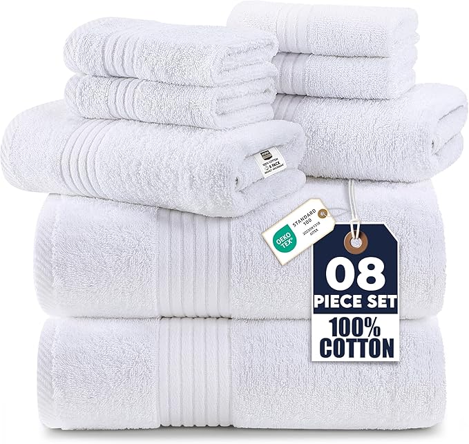 Utopia Towels 8 Piece Premium Towel Set, 2 Bath, 2 Hand, and 4 Washcloths by UTOPIATOWELS
